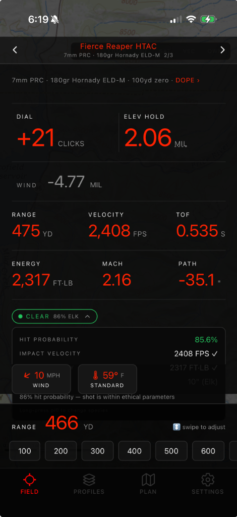 Field HUD ballistic solver